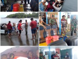 Pasca Cuaca Ekstrim, Plh Danramil/Babinsa 1312-01/Kabaruan, Bersama Pemerintah Desa Dan Masyarakat Membantu Salur Logistik KMP Watunapato