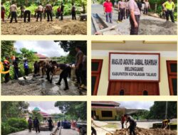 Personil Polres Kepulauan Talaud Melaksanakan Kerja Bakti di Masjid Agung Jabal Rahma