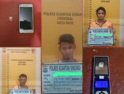 Ungkap Kasus Narkotika Jenis Sabu, Tim Mata Elang Satresnarkoba Polres Kuansing Amankan 3 Orang Tersangka