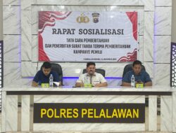 Polres Pelalawan Gelar Rapat Sosialisali Penerbitan Surat Tanda Terima Pemberitahuan Kampanye Pemilu.