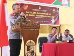 Kapolres Pelalawan Road Show Dalam Acara Bimtek Kepada Petugas PPK dan PPS se Kecamatan Bandar Sei Kijang