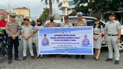 Ditlantas Polda Sulut Dan Jasa Raharja Bagi-Bagi Makanan Takjil Sambil Ajak Warga Tertib Berlalulintas