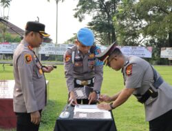 Kapolres Kuansing Pimpin Upacara Sertijab Kabag Ops, Kasat Intelkam, dan Kapolsek Hulu Kuantan