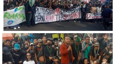 Mahasiswa Jember Adakan Aksi di Perempatan Bundaran Kantor DPRD Kabupaten Jember