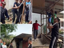 Gotong Royong Bedah Rumah RTLH, Bupati Pelalawan dan Baznas Hadir di Tengah Warga