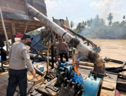 Polsek Cerenti Tertibkan 12 Rakit PETI Jenis Dompeng di Sungai Kuantan Desa Pulau Busuk