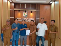 DPC Serikat Pekerja Nasional Kabupaten Pelalawan Resmi Serahkan SK Pemberitahuan Kepengurusan ke Disnaker Kabupaten Pelalawan